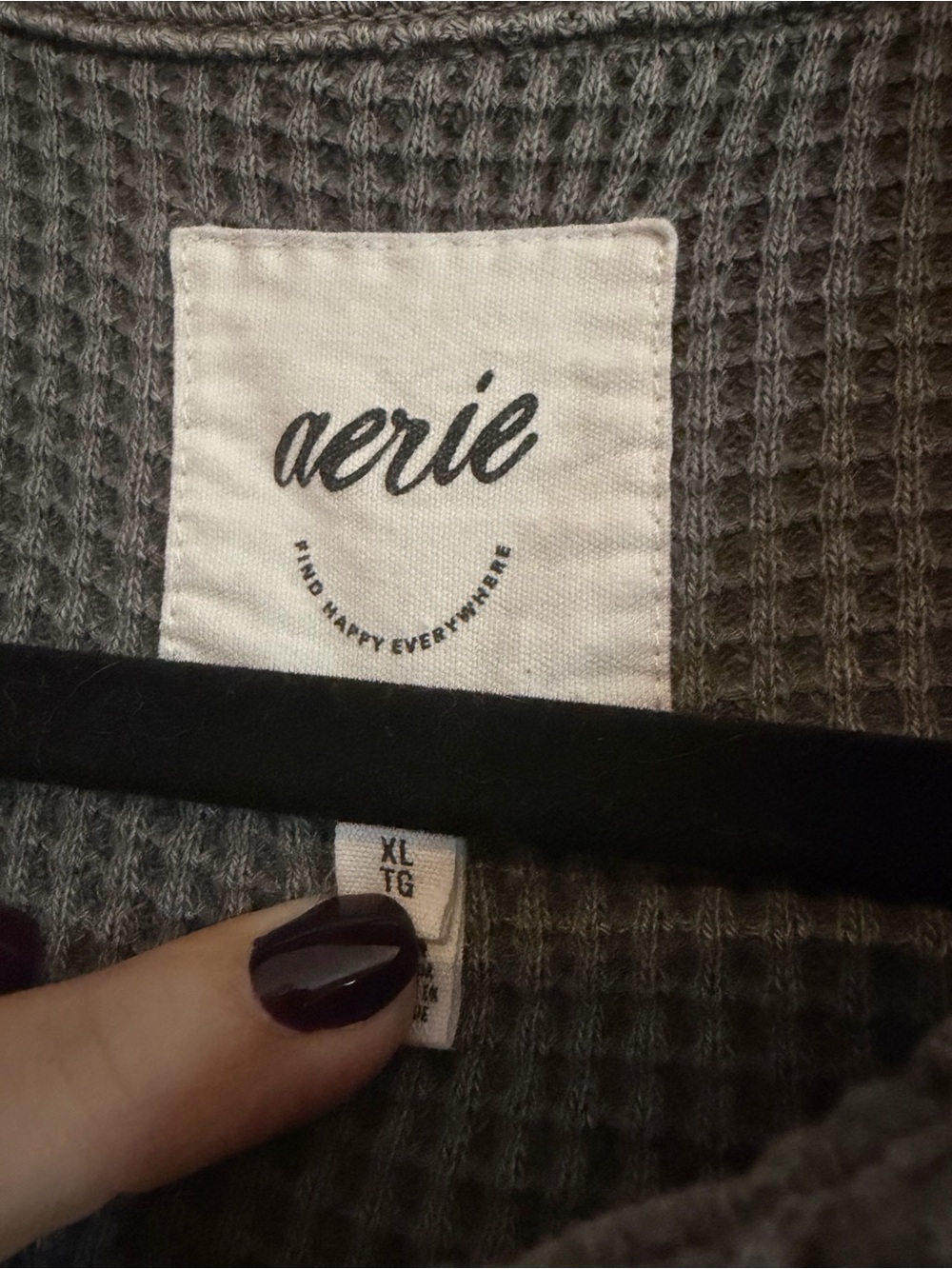 AERIE LumberJane Waffle Shirt in Charcoal - XL - Picture 4 of 5